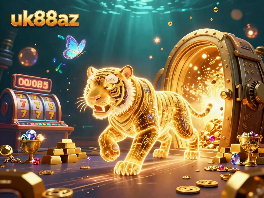 Experience electrifying wins at the dynamic uk88az casino, featuring vibrant game elements and golden treasures.