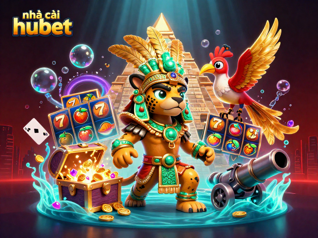 Play slots and win big with nhà cái hubet featuring vibrant casino elements in an engaging scene.