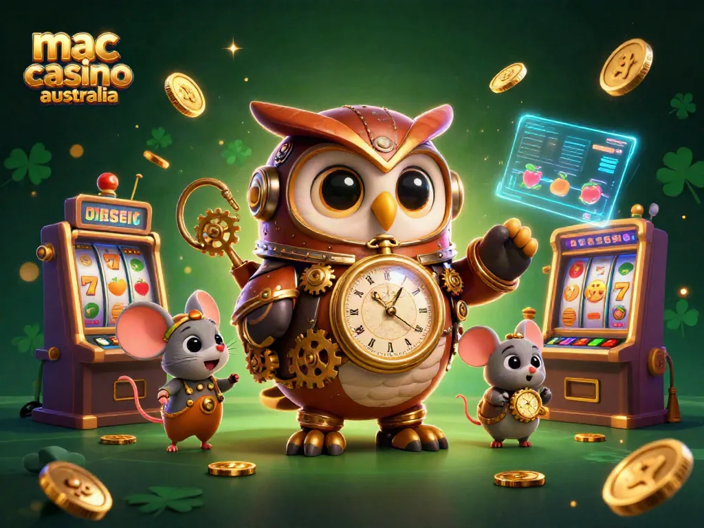 Enjoy slot games at mac casino australia with our vibrant 3D casino illustration featuring time-travel elements.