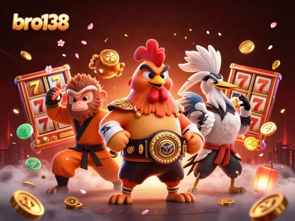 Experience thrilling gameplay at bro138 with vibrant 3D casino characters and exciting slot elements.