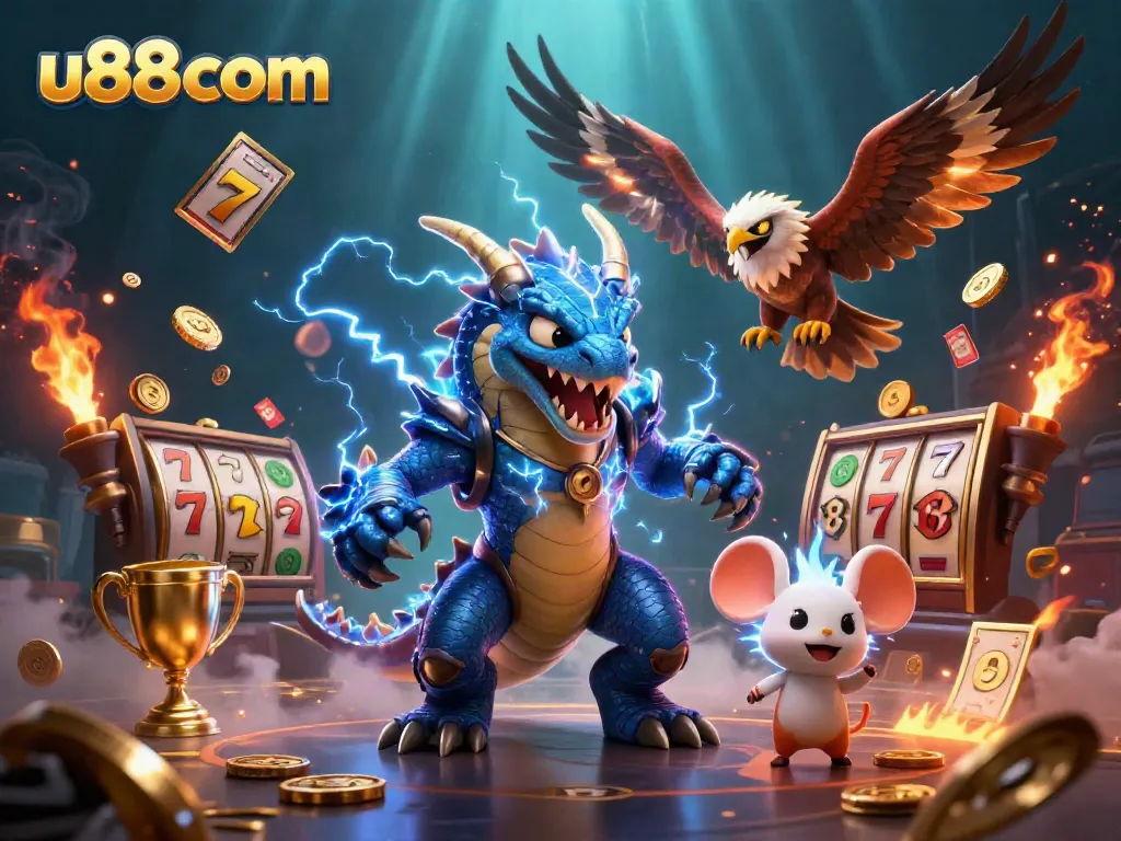 Win jackpots with excitement at u88 com featuring a vibrant 3D casino scene.