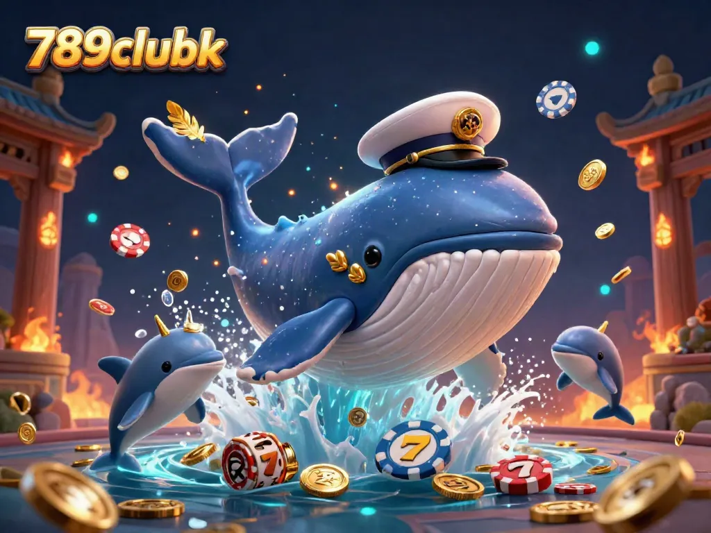 Experience the thrilling fun of 789clubk with vibrant 3D characters celebrating around a sea of coins and slot game reels.