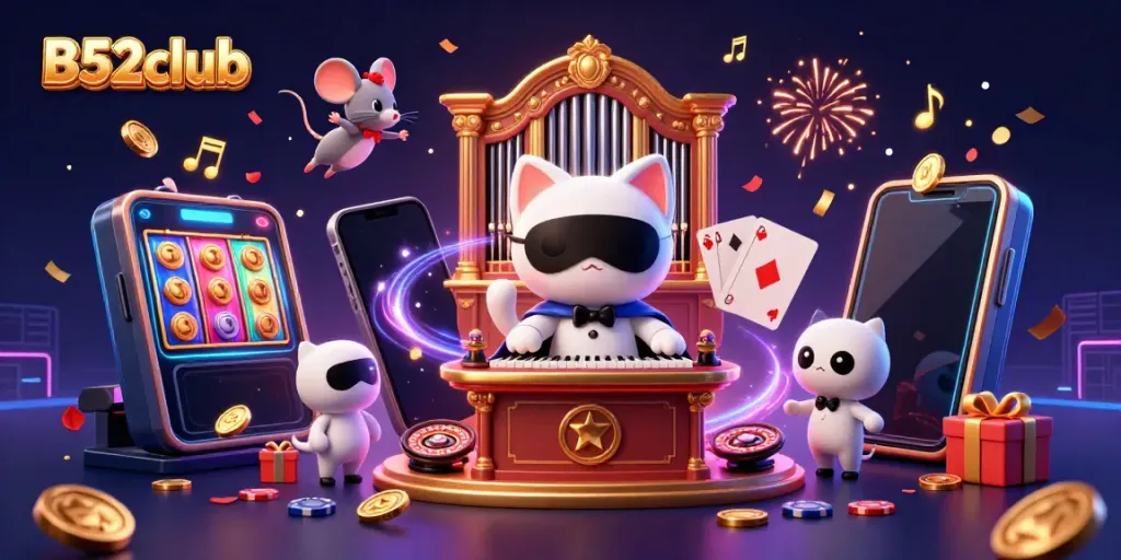 Engage in thrilling games at B52club with a dazzling 3D casino scene full of excitement.