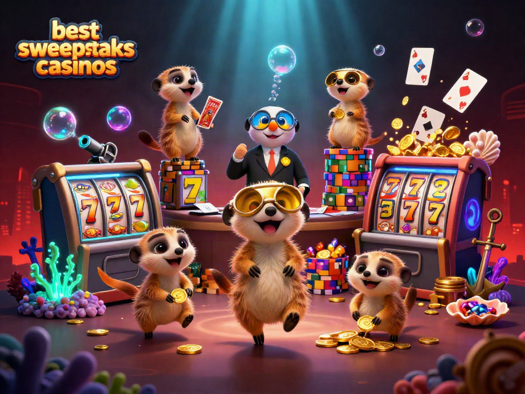 Experience the excitement of the best sweepstakes casinos with a lively meerkat casino scene.