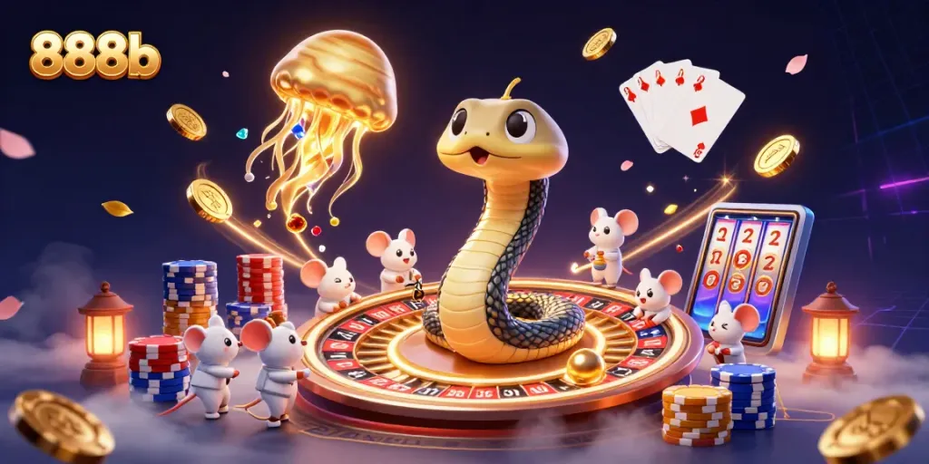 Place your bets with 888b at a cosmic casino featuring unique characters and vibrant game elements.