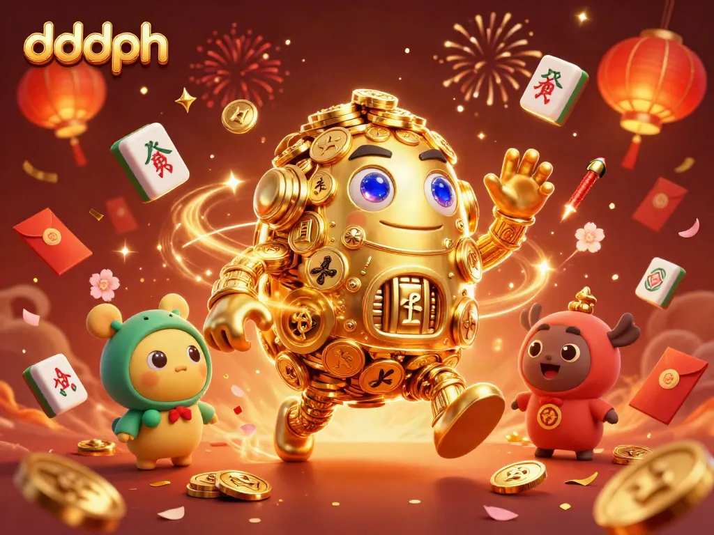 Play engaging dddph slot games with vibrant visuals, featuring golden golems and festive elements.