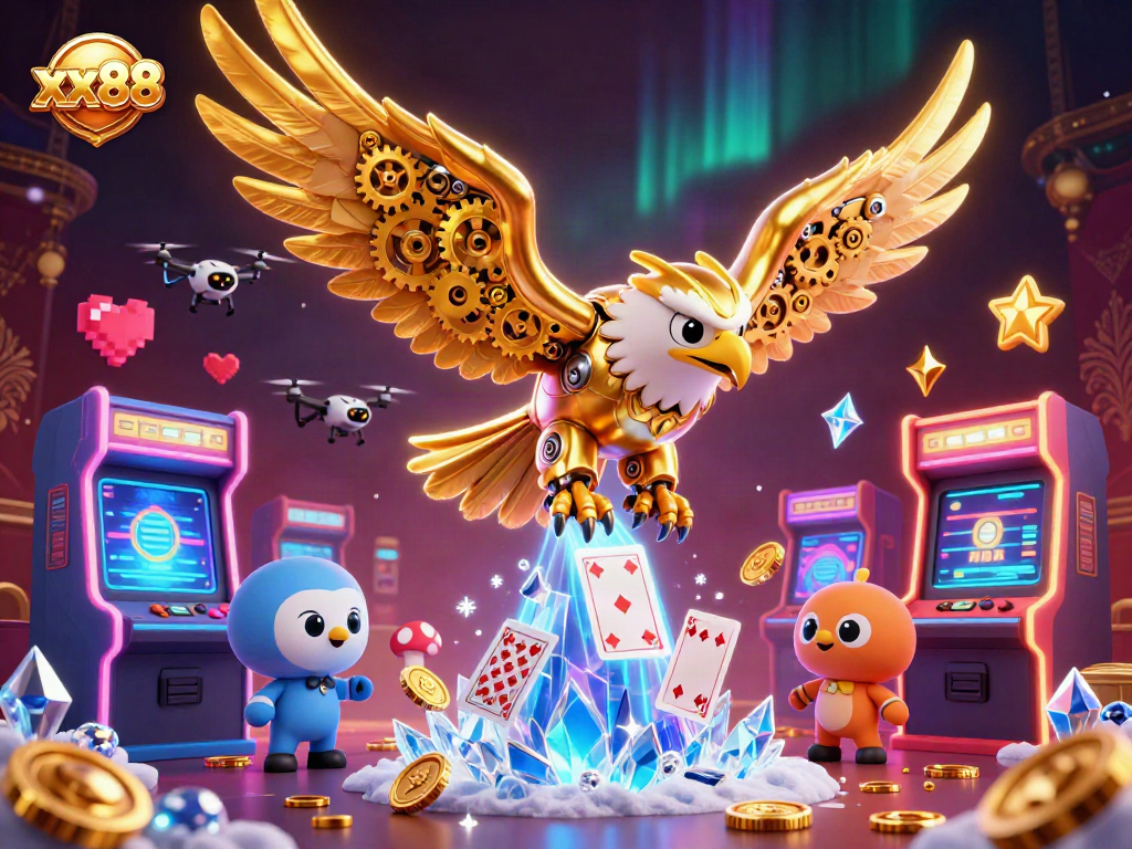 Experience exciting gameplay with xx88, featuring a golden eagle and vibrant casino elements.